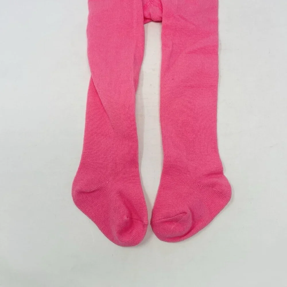 Carters Baby Girls Size 12 Months Cotton Blend Flat Knit Pull On Tights Pink 442
